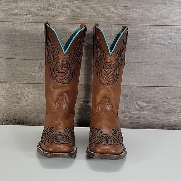 Ariat Shoes - Ariat Brown Leather Boots with Turquoise Interior Sz 6.5